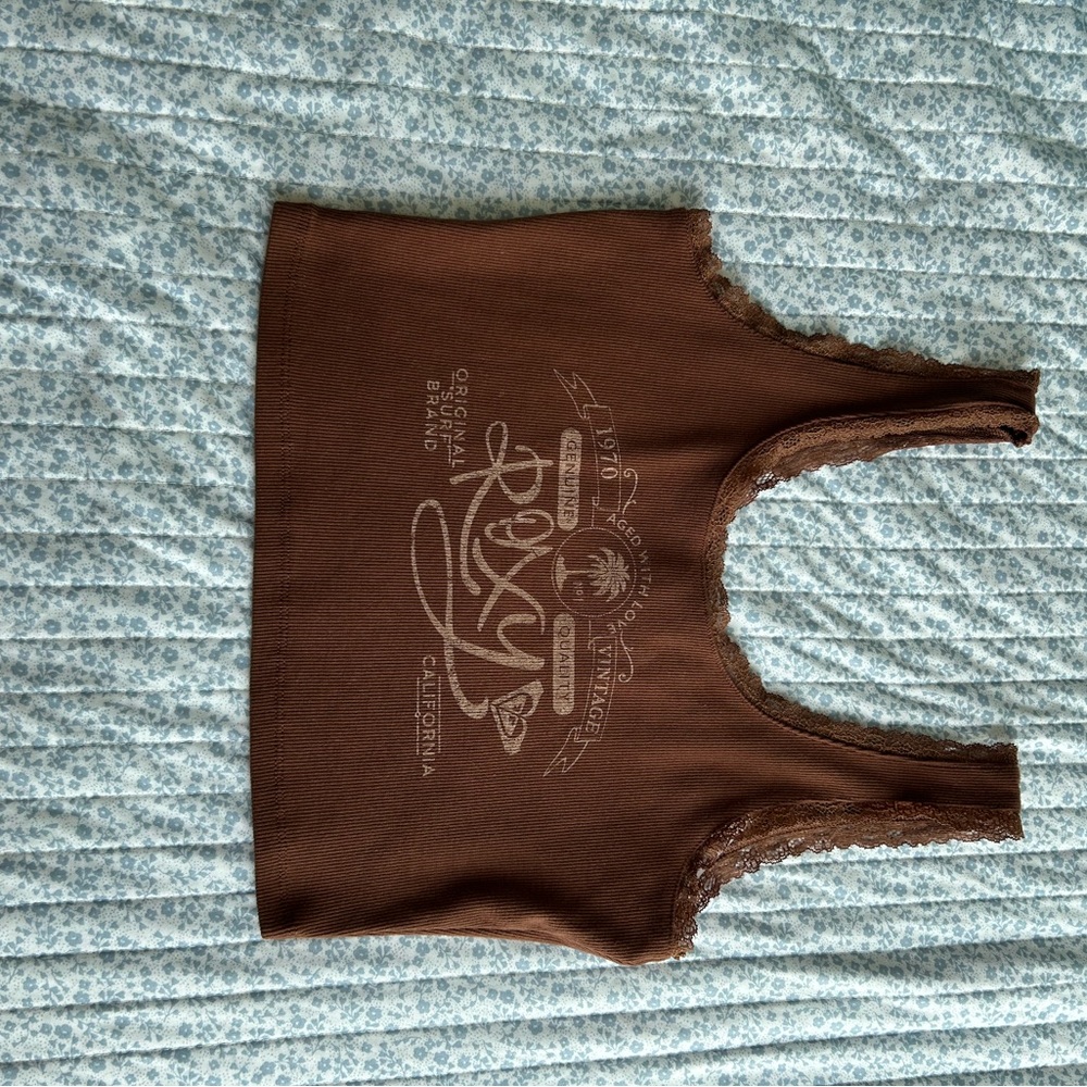 Roxy Chocolate Brown Lace-Trimmed Top